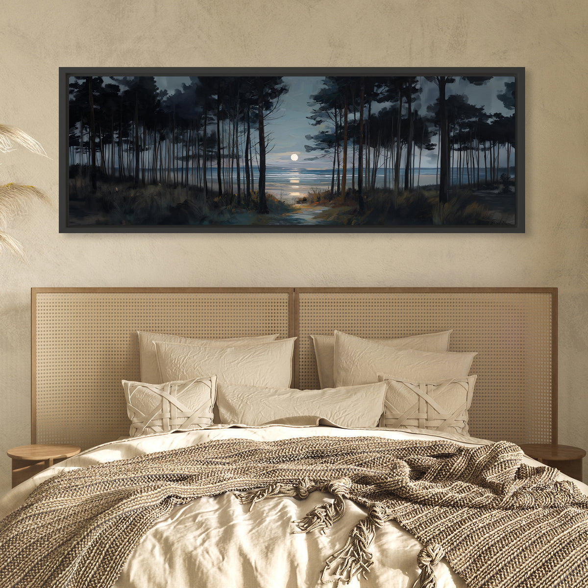 Moon Through The Pines - Panoramic Canvas Print (60” x 20”)
