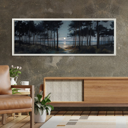 Moon Through The Pines - Panoramic Canvas Print (60” x 20”)