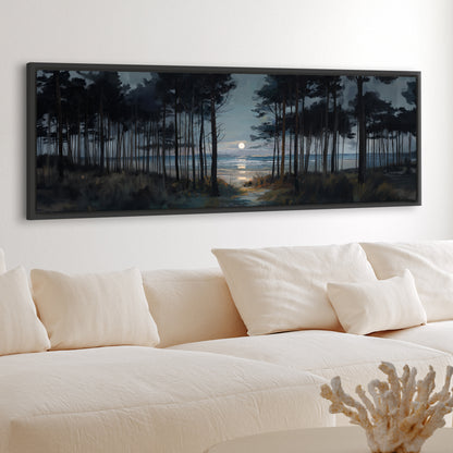 Moon Through The Pines - Panoramic Canvas Print (60” x 20”)
