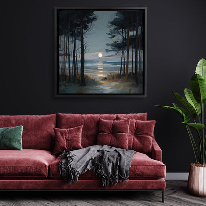 Moon Through The Pines - Canvas Print