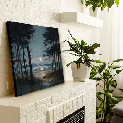 Moon Through The Pines - Canvas Print